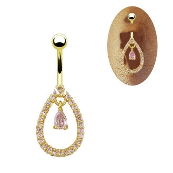 Gold Plating 1316 surgical steel water drop belly ring CZ Belly Button Ring Body Jewelry Piercing