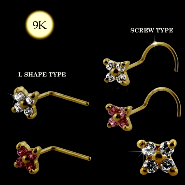 9K Yellow  Gold Nose CZ - 3
