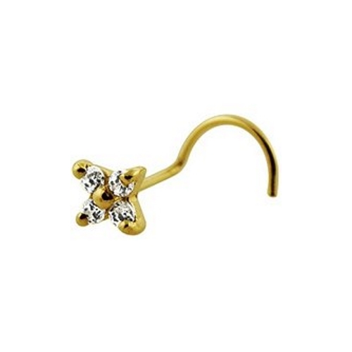 9K Yellow  Gold Nose CZ