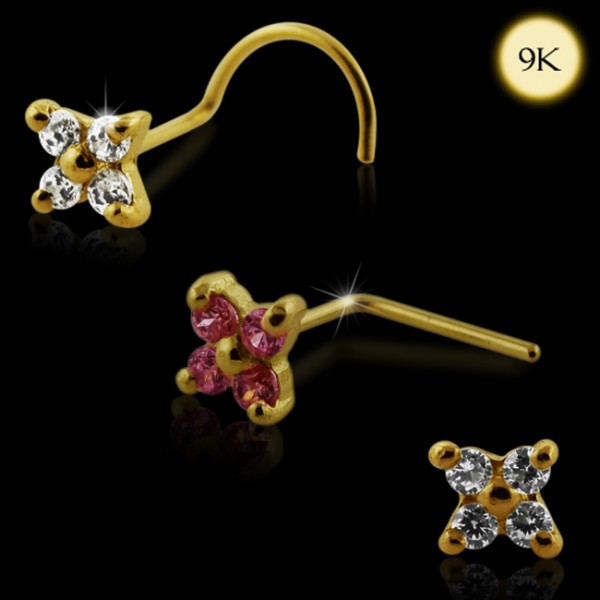 9K Yellow  Gold Nose CZ - 2