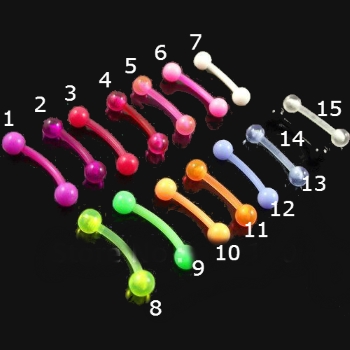 16G  1.2x8x3mm ball eyebrow rings mixed colors body piercing jewelry