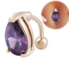 Gold Plating Heart LILAC belly ring Body Jewelry Piercing