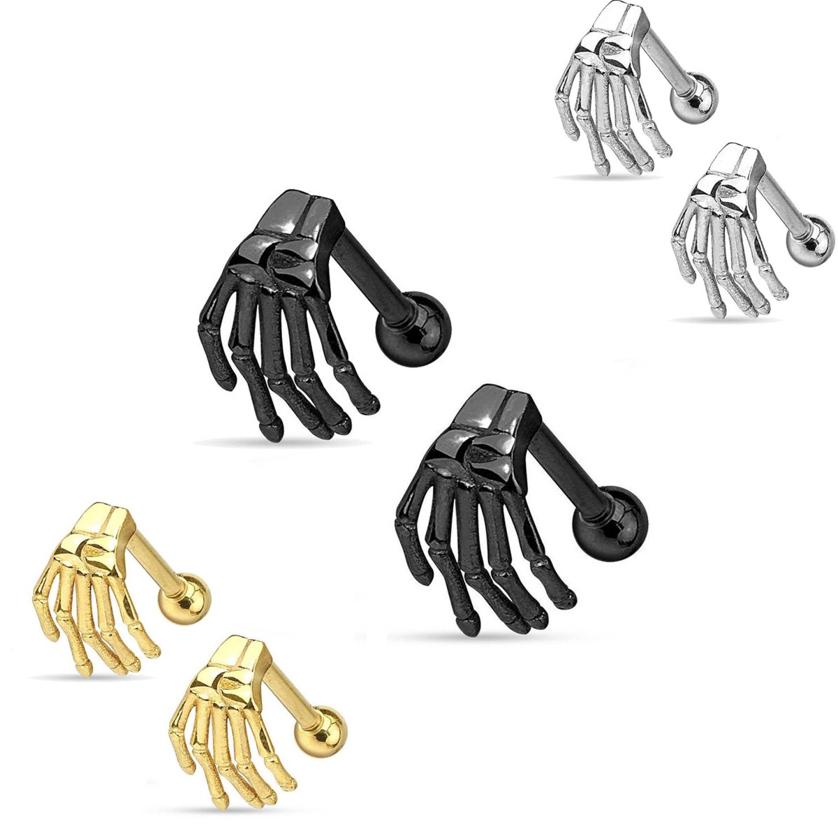 Tragus Piercing  Earring Skull Ghost Hand