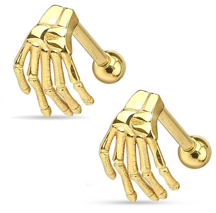 Tragus Piercing  Earring Skull Ghost Hand - 3