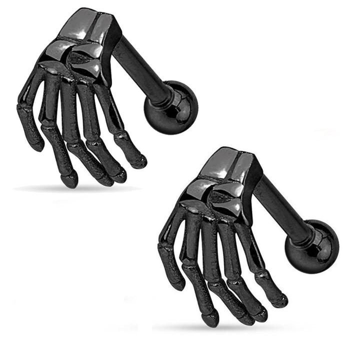 Tragus Piercing  Earring Skull Ghost Hand - 4