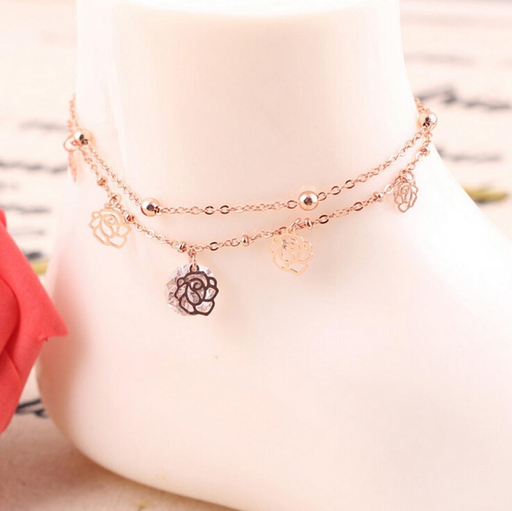 Guld armband, Fotled Kedja Barefoot - 13