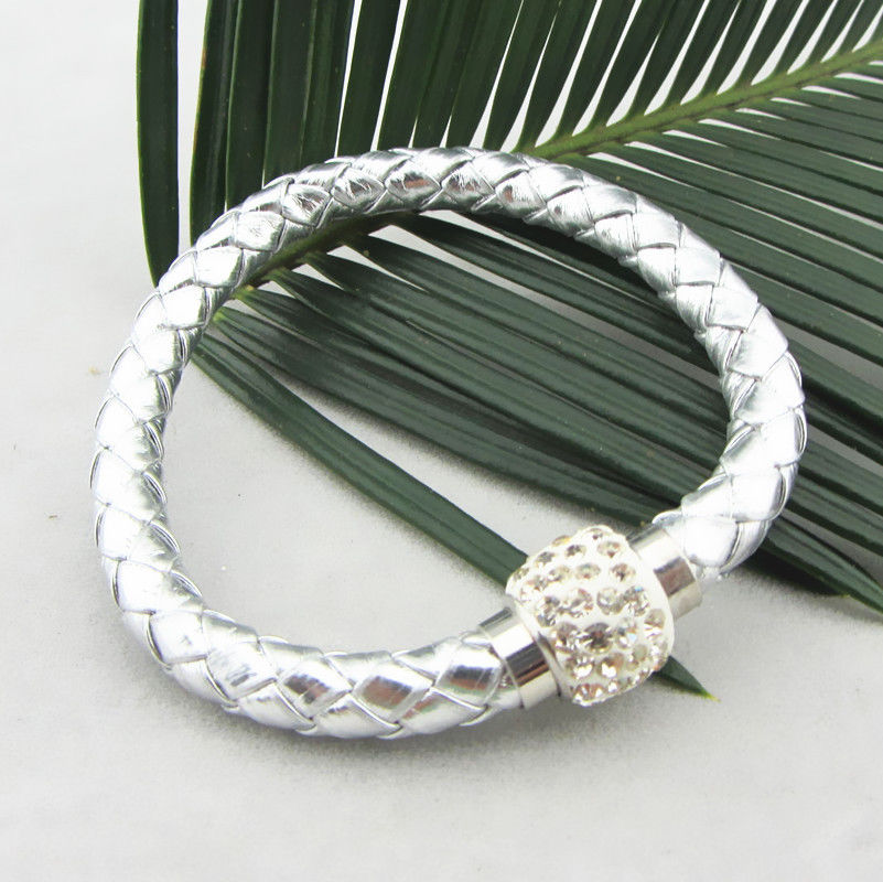 Läderarmband Magnet strass spänne armband - 24