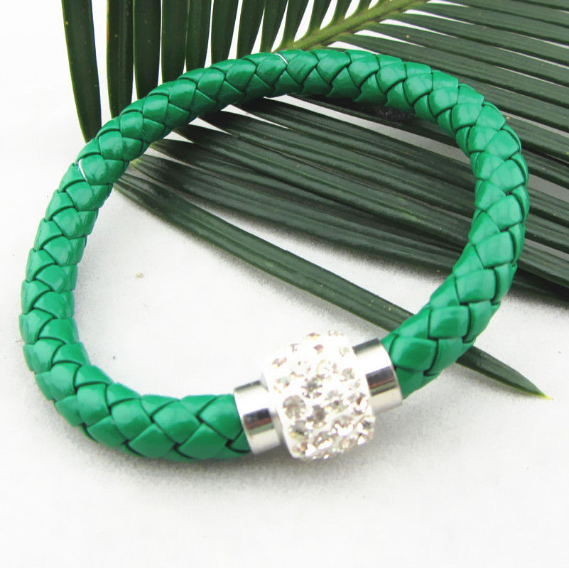 Läderarmband Magnet strass spänne armband - 8