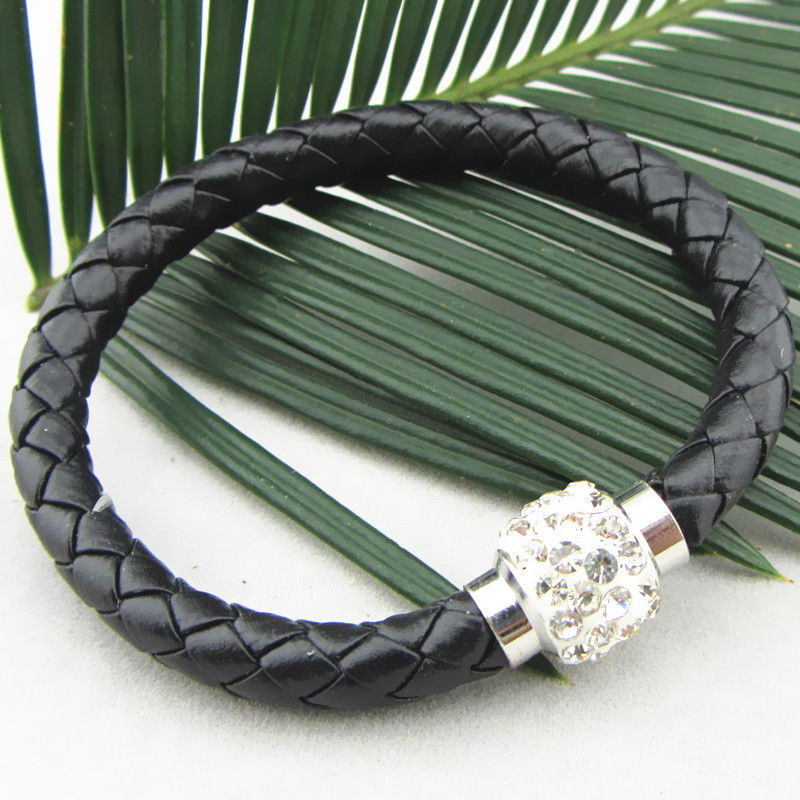 Läderarmband Magnet strass spänne armband - 19