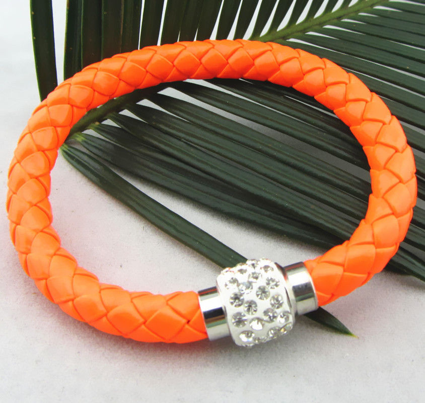 Läderarmband Magnet strass spänne armband - 21