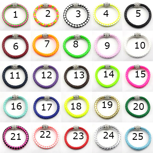 Läderarmband Magnet strass spänne armband - 2