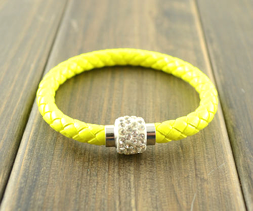 Läderarmband Magnet strass spänne armband - 14