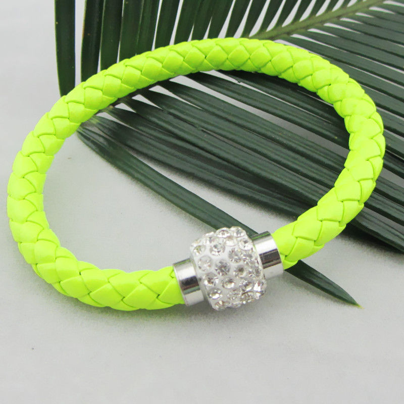 Läderarmband Magnet strass spänne armband - 12