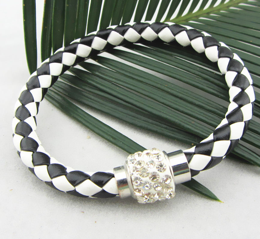 Läderarmband Magnet strass spänne armband - 11