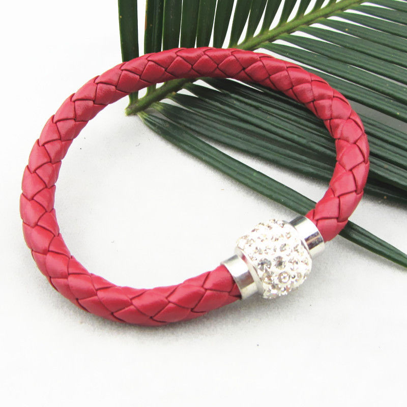 Läderarmband Magnet strass spänne armband - 20
