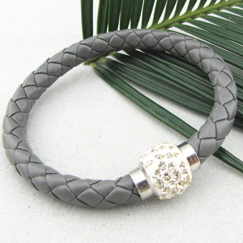 Läderarmband Magnet strass spänne armband - 5