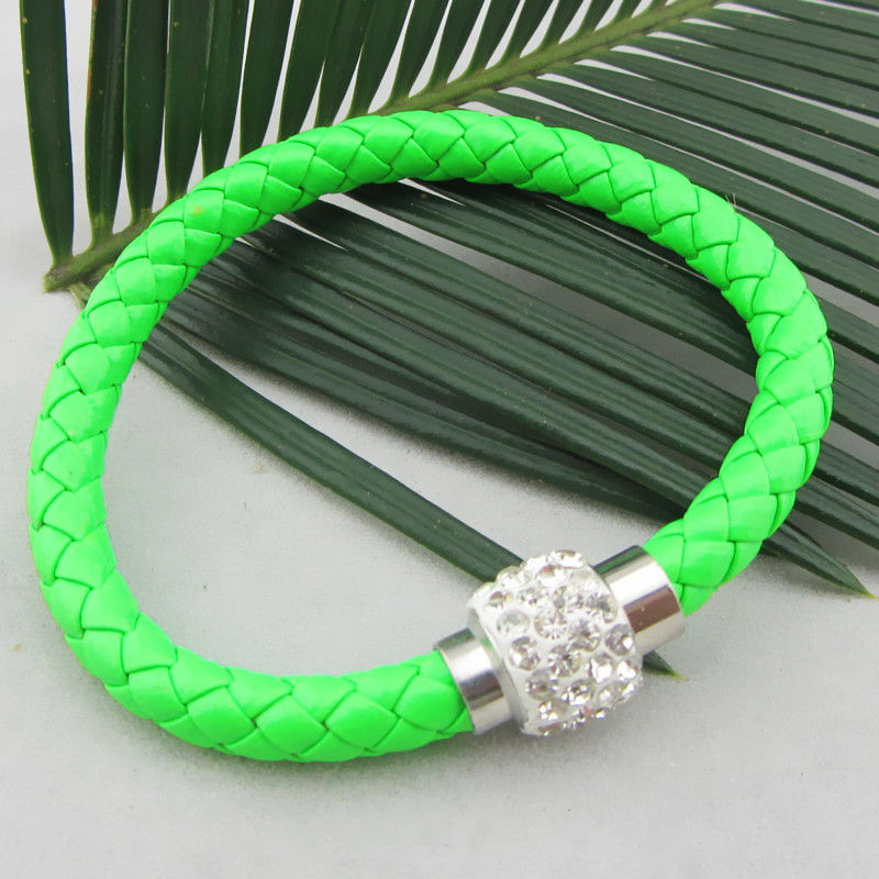 Läderarmband Magnet strass spänne armband - 9