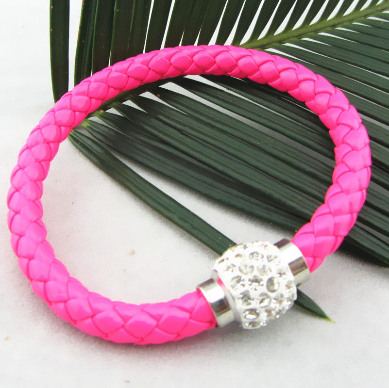 Läderarmband Magnet strass spänne armband - 16
