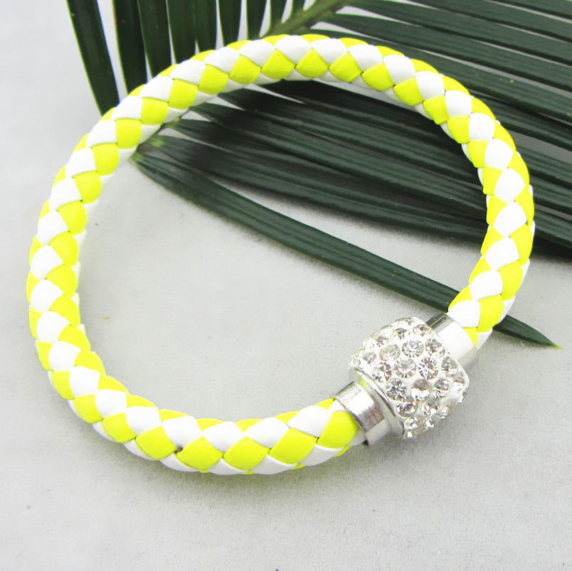 Läderarmband Magnet strass spänne armband - 15