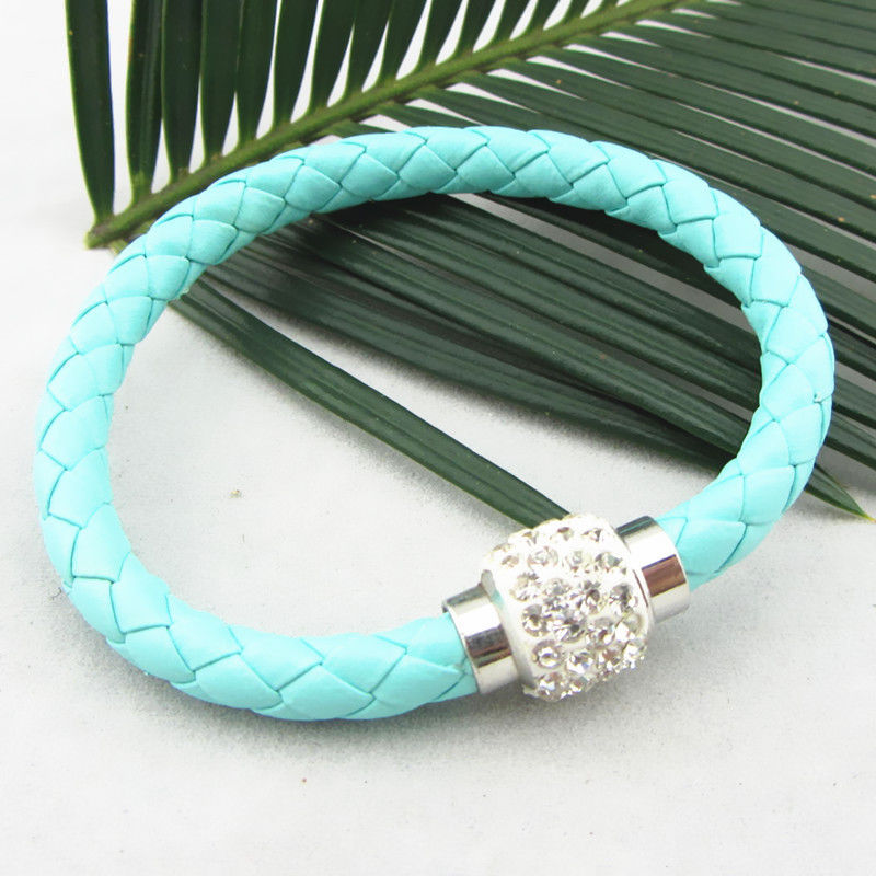 Läderarmband Magnet strass spänne armband - 17