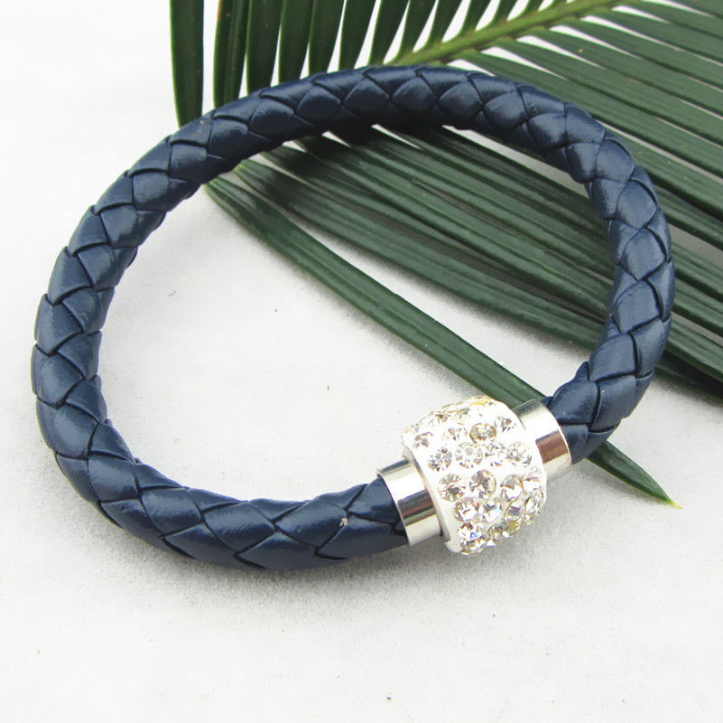 Läderarmband Magnet strass spänne armband - 18