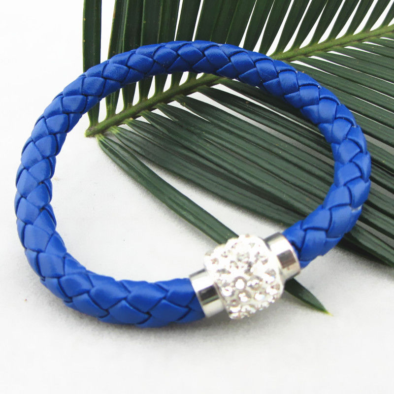 Läderarmband Magnet strass spänne armband - 23