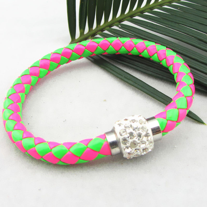 Läderarmband Magnet strass spänne armband - 25