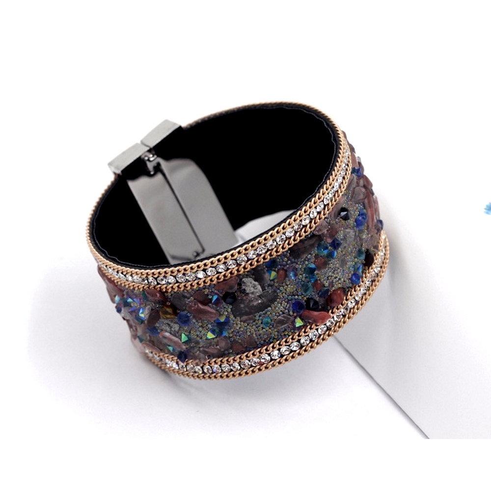Bracelet natural stones leather - 2
