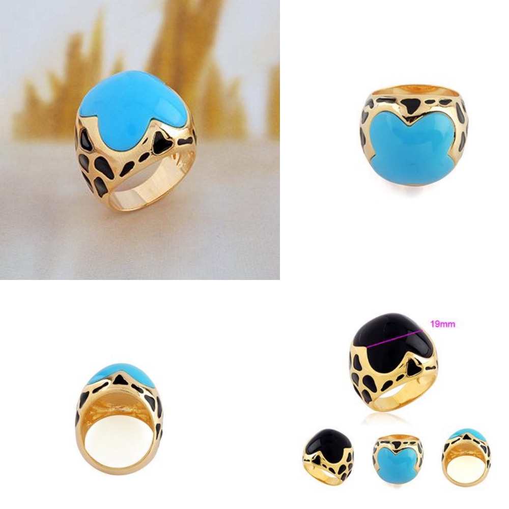 18K Guldfyllda Guld gulddoublé Filled CZ Ring BLÅ #17