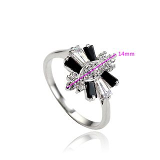 18K Guldfyllda Vitguld gulddoublé Filled CZ Ring VIT - 2