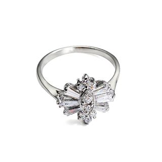 18K Guldfyllda Vitguld gulddoublé Filled CZ Ring VIT