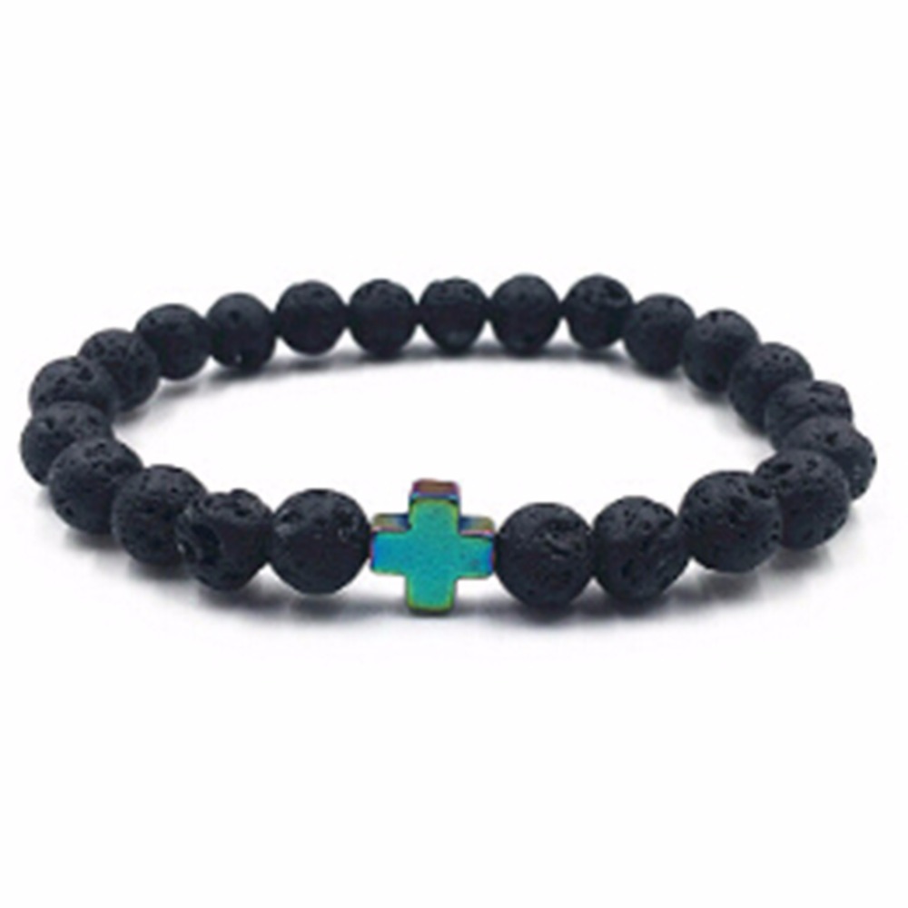 Cross beads rock bracelet Lava 