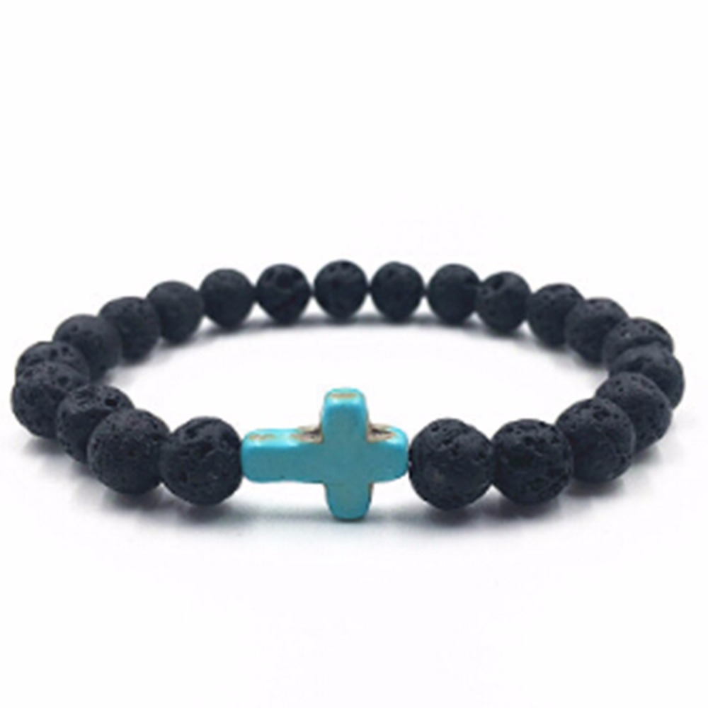 Cross beads rock bracelet Lava 