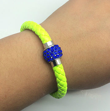 Läderarmband Magnet strass spänne armband