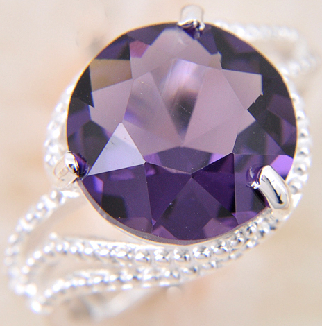 Silver filled Amethyst gemstone ring #18