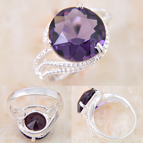 Silver filled Amethyst gemstone ring #18 - 2