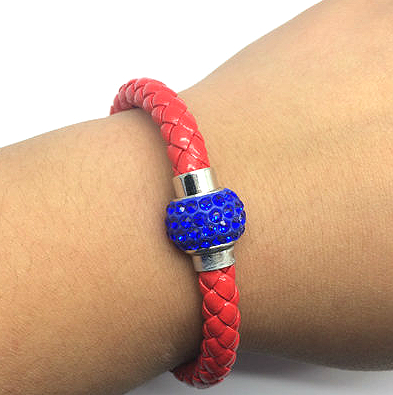 Läderarmband Magnet strass spänne armband