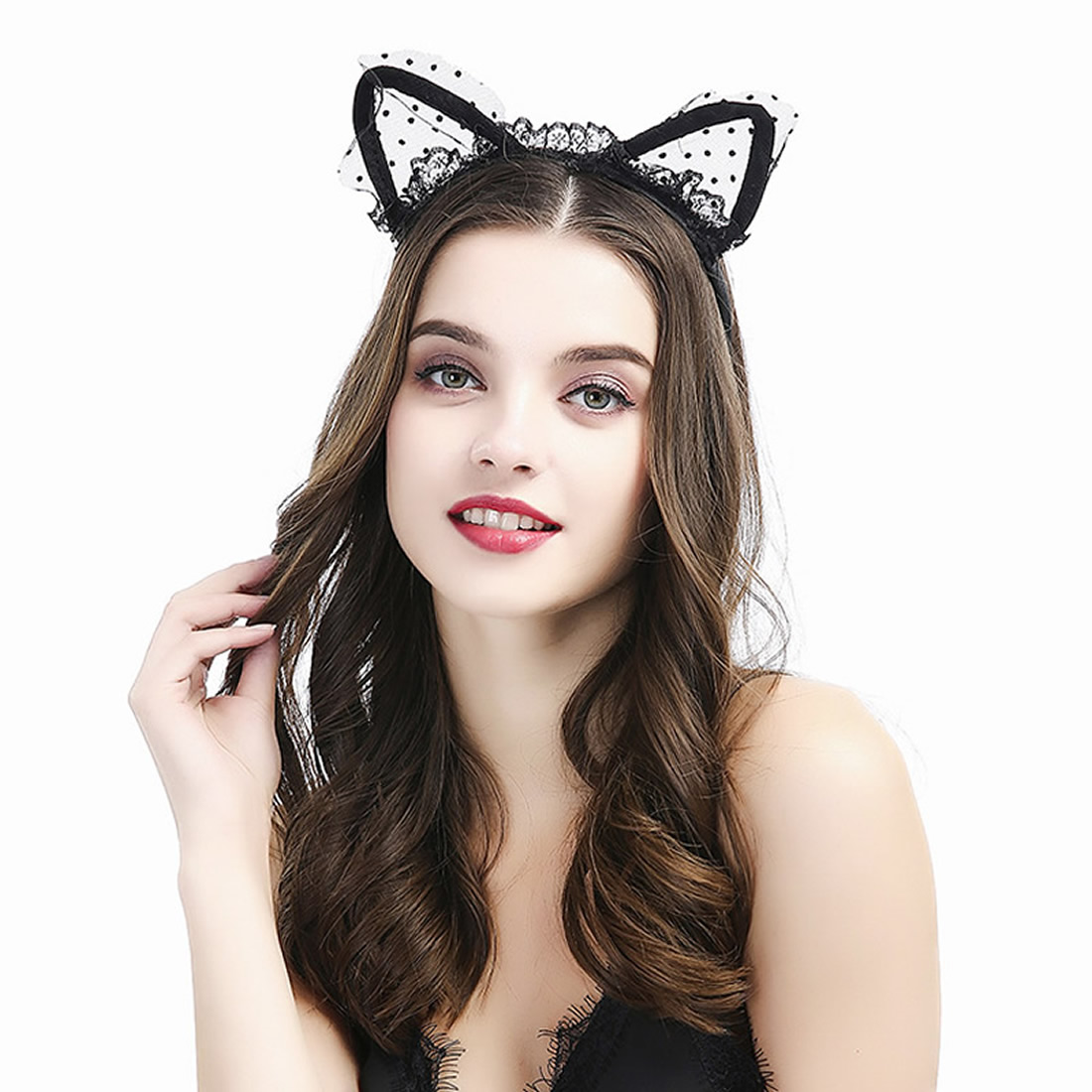 Black Lace Cat Ears headband hair accessories