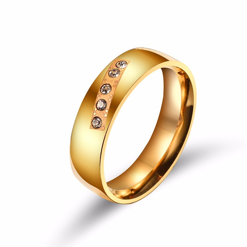 Rostfritt stål ring  CZ GULD