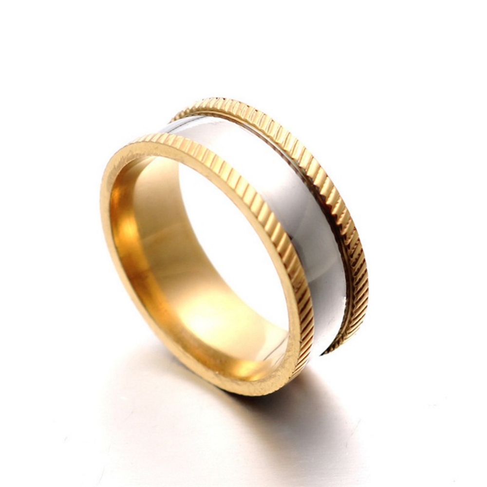 Rostfritt stål ring 8mm GULD-SILVER