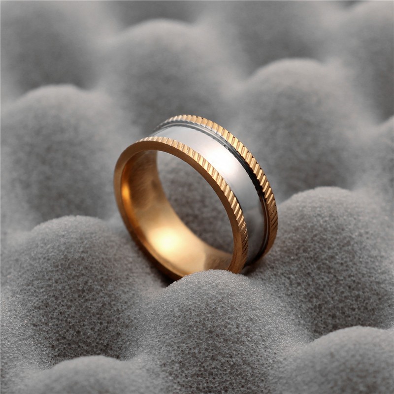 Rostfritt stål ring 8mm GULD-SILVER - 2