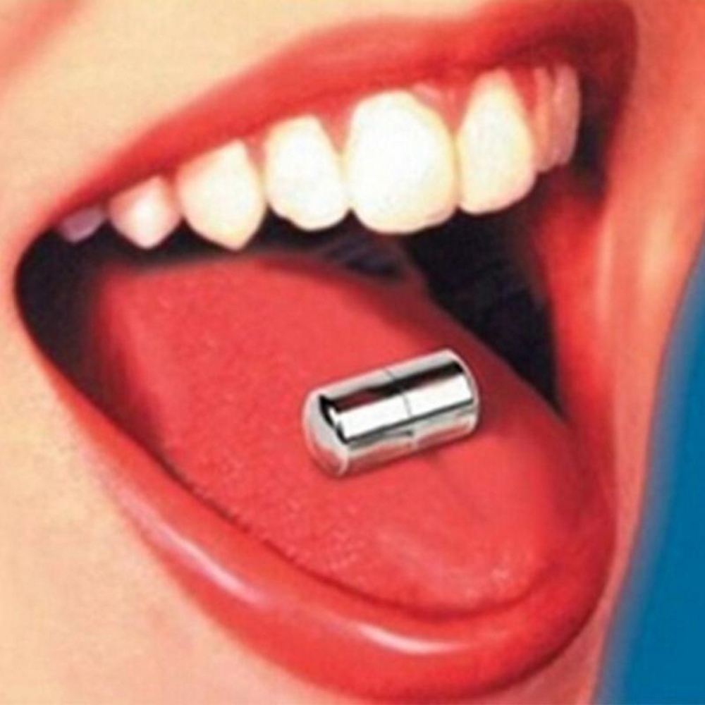 Vibrerande Tongue Barbell ring 14G - 8