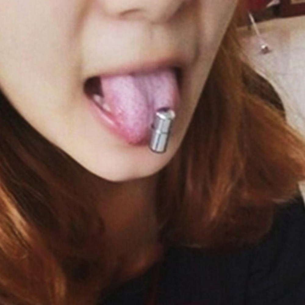 Vibrerande Tongue Barbell ring 14G - 6