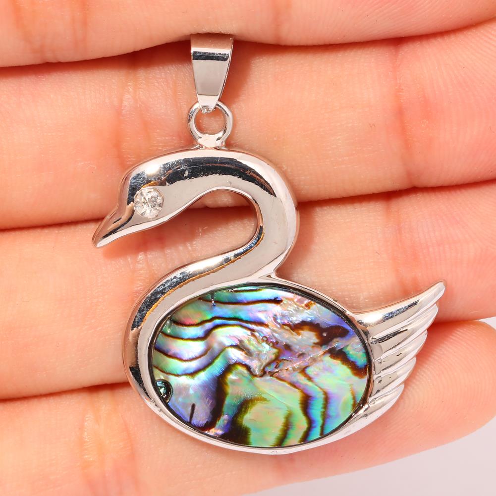 Silver filled  Hänge Natural abalone skal - 2
