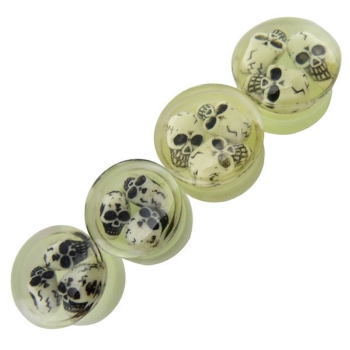 Glöd i mörker 3D skalle Pluggar Piercing 10-24mm - 3