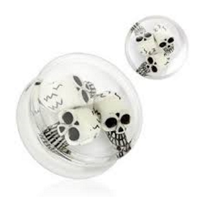 Glöd i mörker 3D skalle Pluggar Piercing 10-24mm - 6