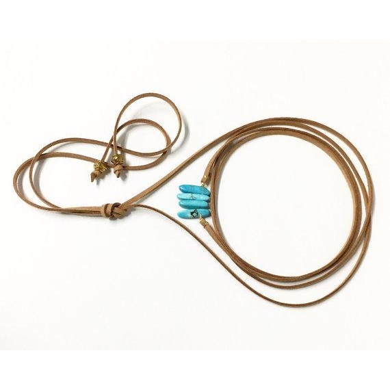 Mull Over Meter Turkos Suede Långt Halsband - 4
