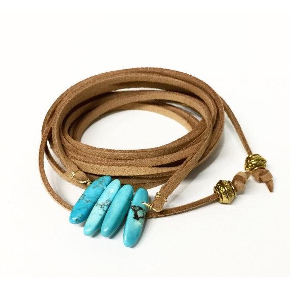 Mull Over Meter Turkos Suede Långt Halsband - 3