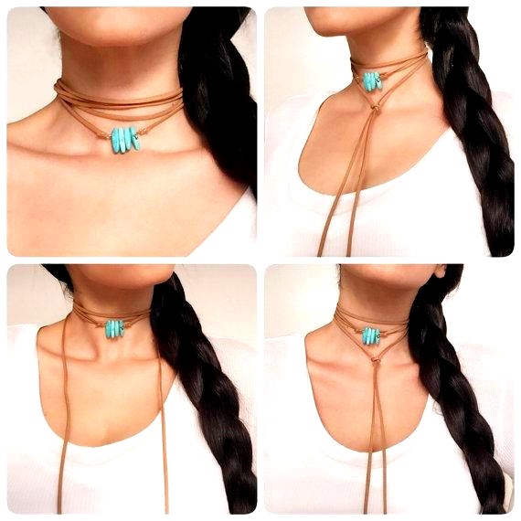 Mull Over Meter Turkos Suede Långt Halsband