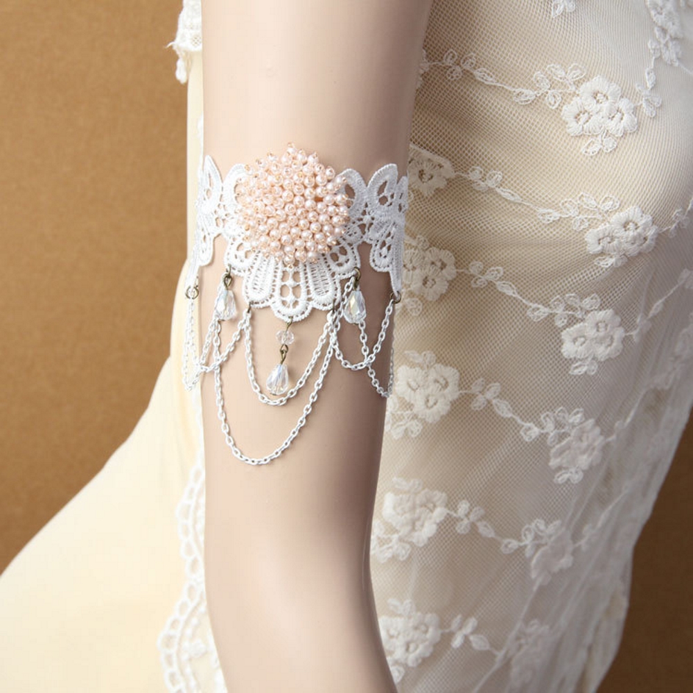 Gothic jewelry lace wrist length bracelet - 3